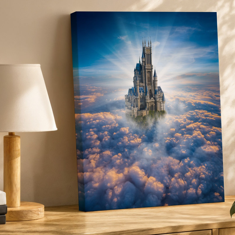 Toile, "Un majestueux château se lève au-dessus d'une mer de nuages", H 40 po x l 30 po