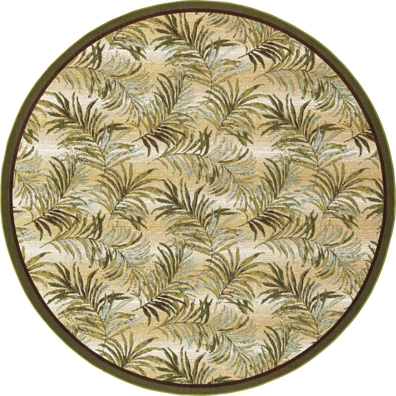 Tapis botanique d'extérieur Green_Unique, Rond 7 pi 10 po