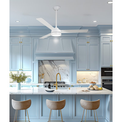 Roto 52" 3-Blade LED Ceiling Fan in Flat White with Flat White Blades and Etched Lens