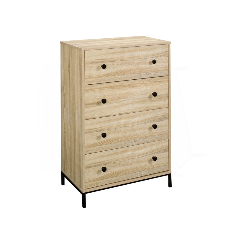 Commode 4 tiroirs, finition brune