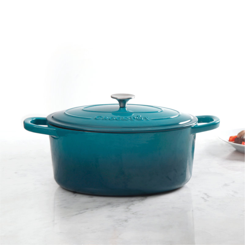 Cocotte en fonte émaillée 7 pte avec couvercle Crock-Pot Artisan, Bleu sarcelle-ombrée