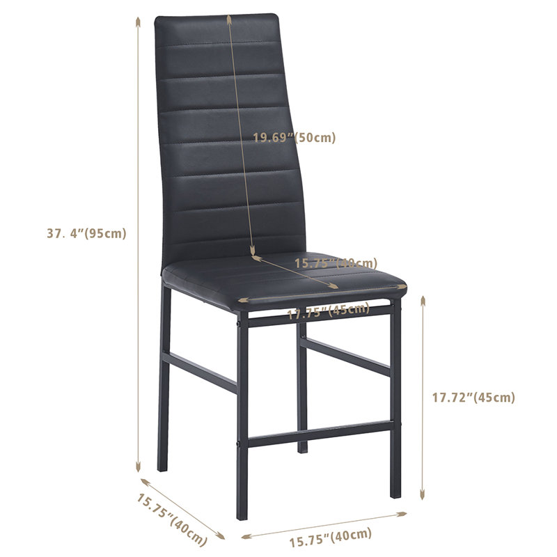Aireona 45cm H Upholstered Metal Parsons Chair, Black, Black