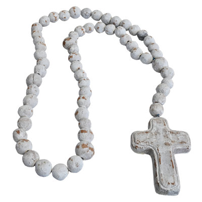 Natural, Hand Fired Clay Rosary With Cross