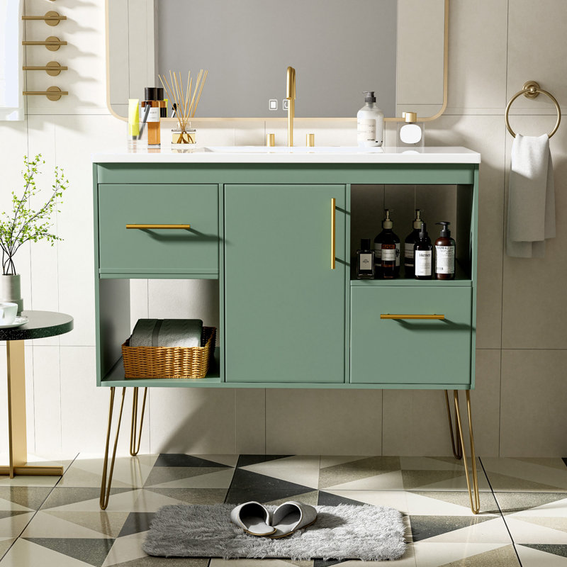 Bathroom Vanity with Resin Sink Combo Set