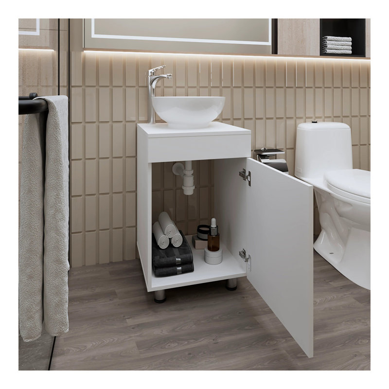 Meuble-lavabo avec lavabo et robinet intégrés, Blanc