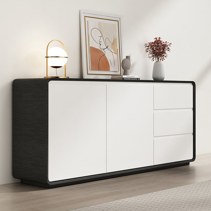 Buffet moderne simple en bois massif. Buffet 70,86 po, Noir / blanc, 31.49" H x 70.86" W x 15.75" D