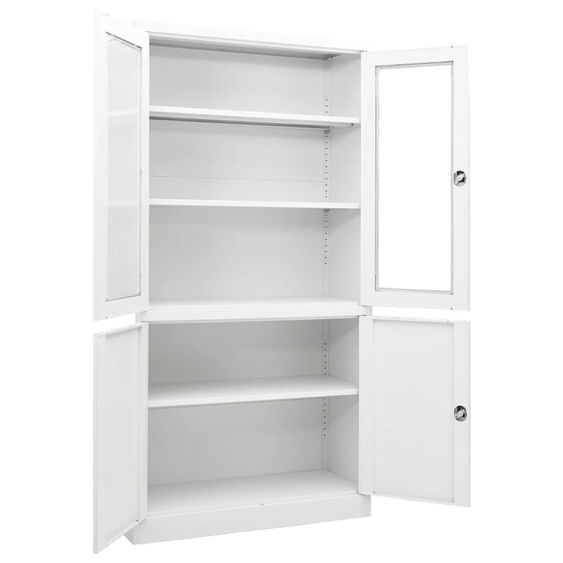 Filing Cabinet Storage Cabinet Locker with Doors and Shelves Steel, White