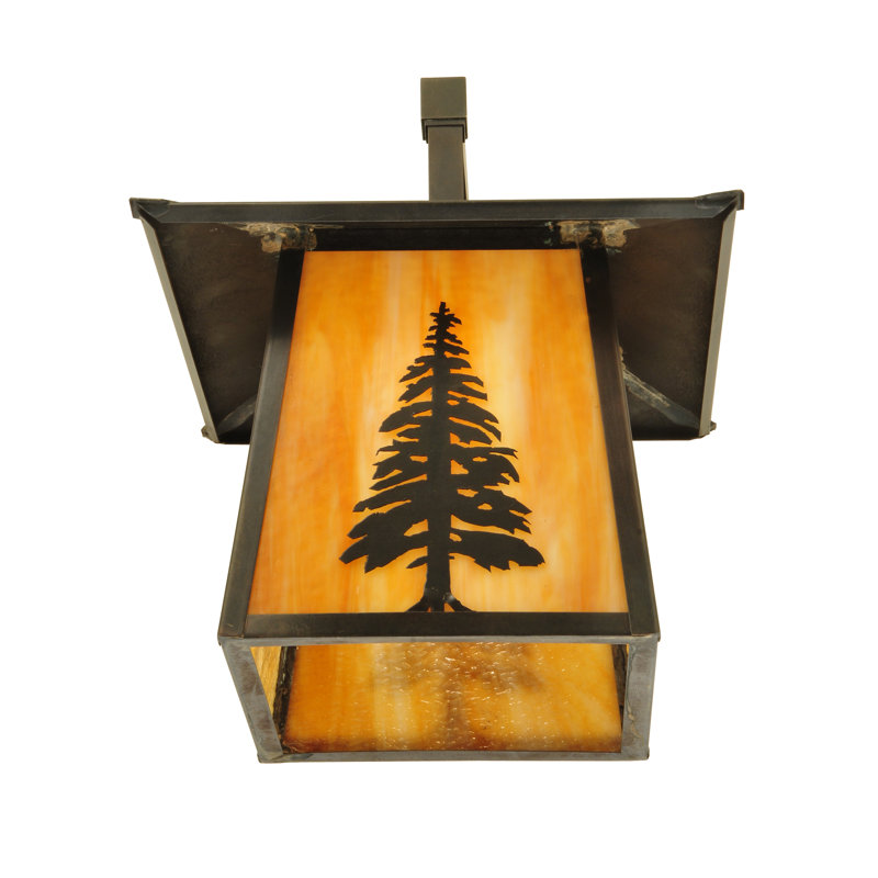 Tall Pine 1-Light Brown Brass Outdoor Wall Lantern