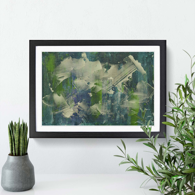 Abstract Art Painting Vol.162 by S.Johnson - Picture Frame Painting Print, 27cm H x 36cm W x 2cm D, Black Framed