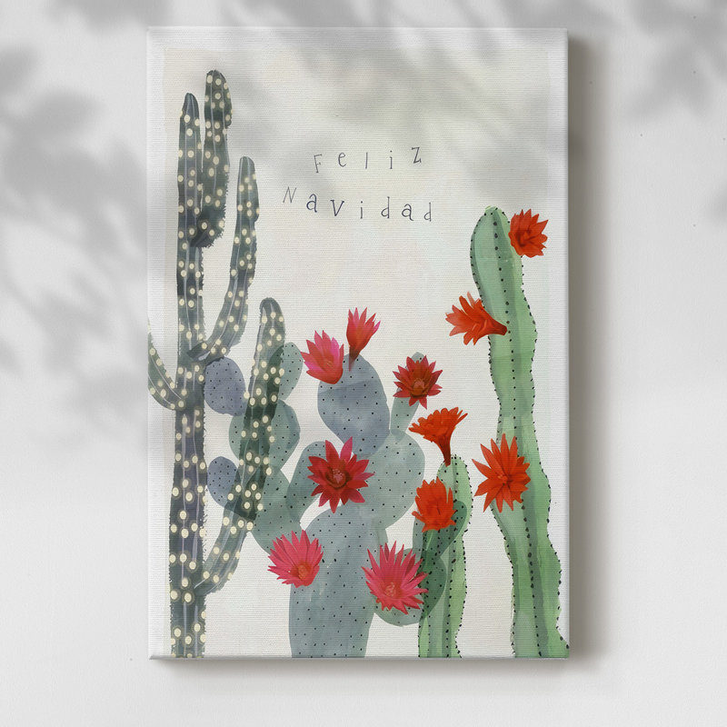 Cactus de Noël du désert II, H 27 po x l 18 po x P 1,5 po