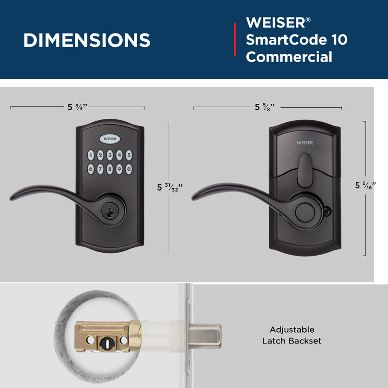Smartcode 10 Commercial Lever Electronic Lock, Matte Black