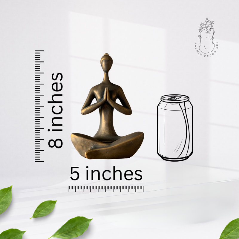Porte-bougie Yoga Woman Namaste Pose - or noir, polystone, fait à la main