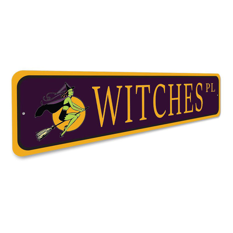 Plaque en aluminium Witch Street, H 6 po x l 24 po x P 0,06 po