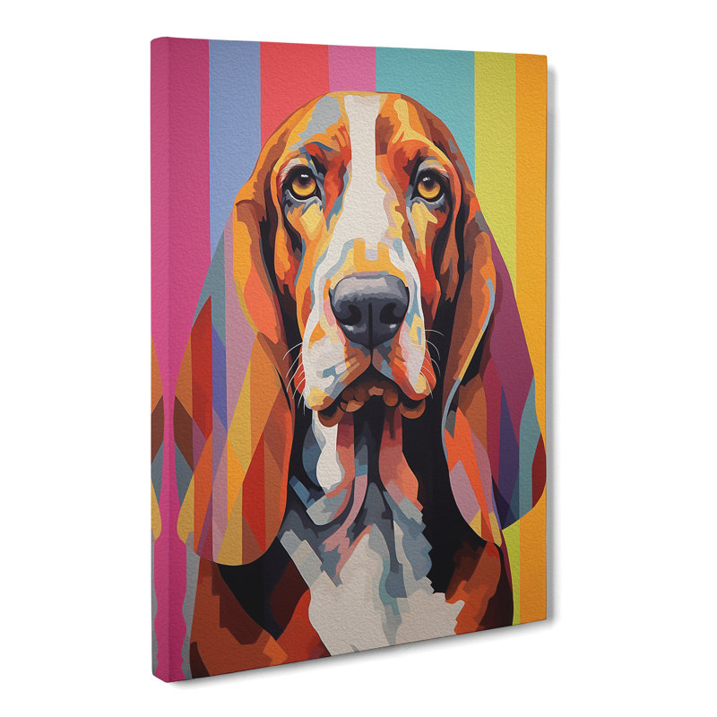 Basset Hound Colour Field - Rectangle - Wrapped Canvas, 50cm H x 35cm W x 3cm D