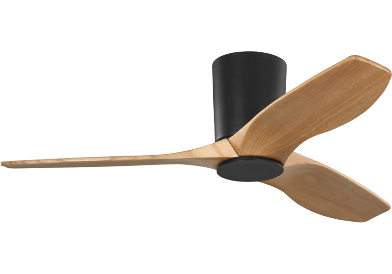 Seyra Smart Hugger LED Ceiling Fan, Natural Honey, 44" Wide, Midnight Black