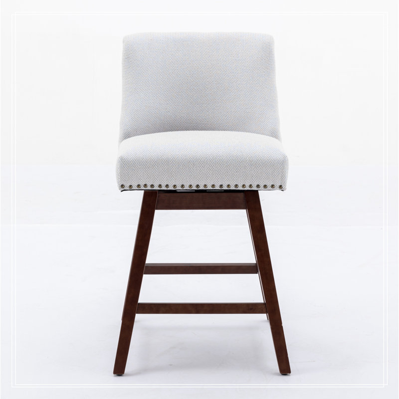 Ensemble de 2 tabourets pivotants à hauteur de comptoir, tabourets de bar rembourrés à hauteur de siège H 26 po, Beige