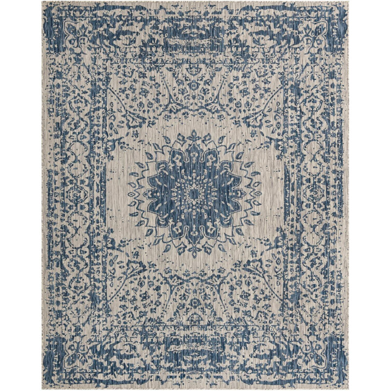 Contemporary Hitchens Area Rug Blue Color, Rectangle 7'10" x 10'
