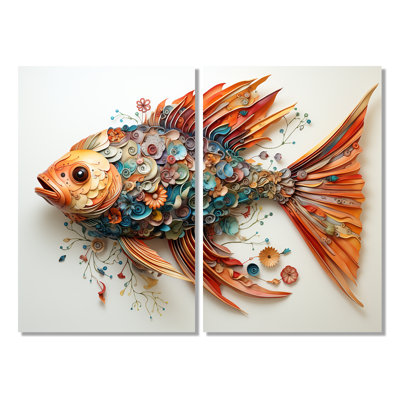 Pêche, baleine de couleurs II - ensemble de 2 reproductions d'art sur toile