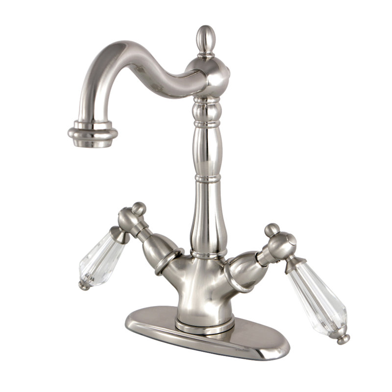Kingston Brass Wilshire Two-Handle 1-or-3 Hole Deck Mount Vessel Faucet, Brushed Nickel