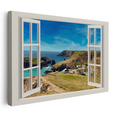 Kynance Cove Cornish Coast Window View - Wrapped Canvas Print