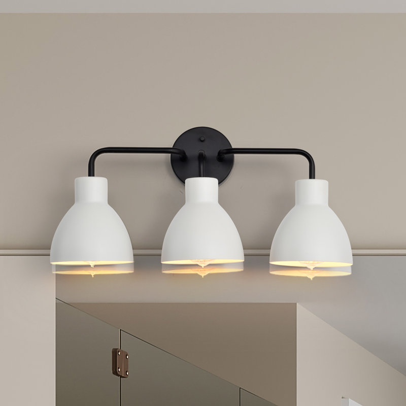 Éclairage de salle de bain à intensité variable 3 lumières Florian, Blanc mat, Noir mat