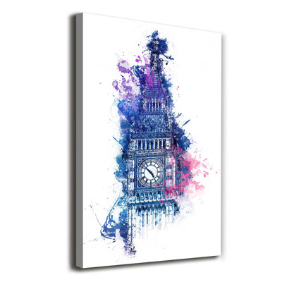 Colorful Big Ben 1 Piece Wrapped Canvas Wall Art