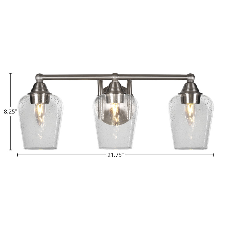 Michell 3-Light Bath Bar, Clear Bubble, Brushed Nickel