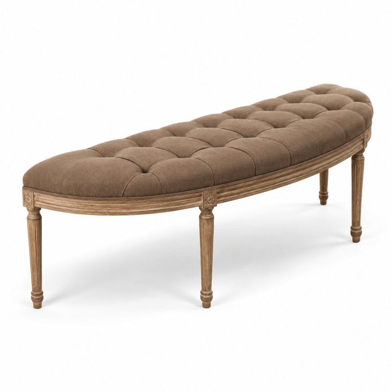 Arviso Linen Upholstered Bench, Copper