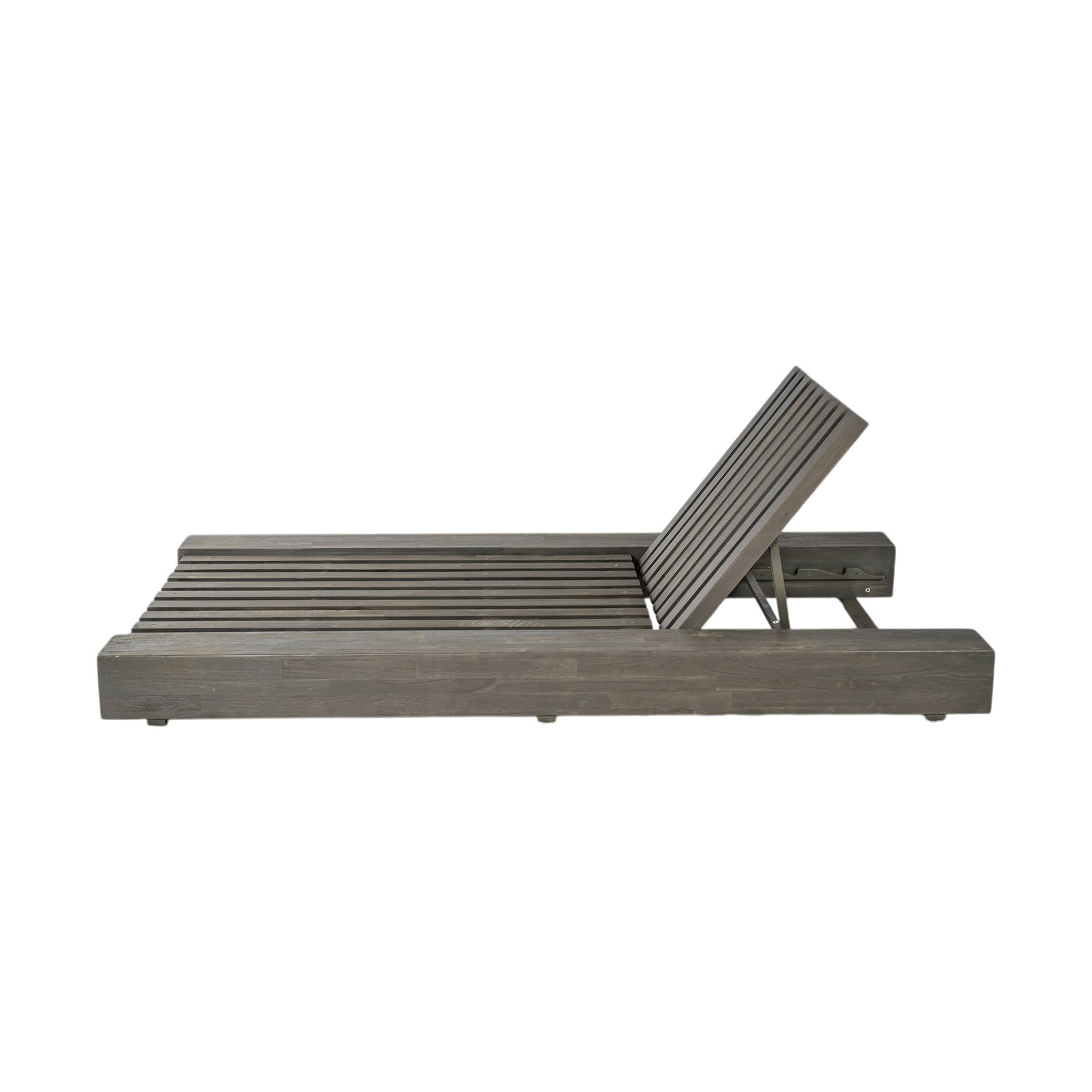 Donnie 39" Acacia Patio Chaise Lounge Set, Sandblast Gray Frame / Dark Gray Cushion, 1