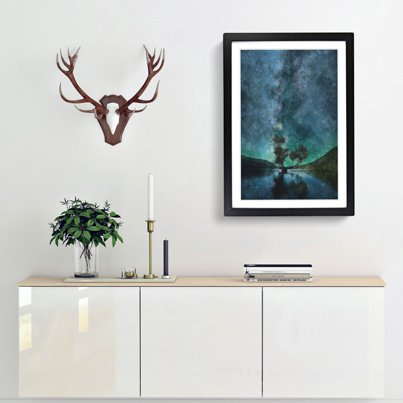 Milky Way Above Washington - Picture Frame Painting Print, 45cm H x 33cm W x 2cm D, Black Framed