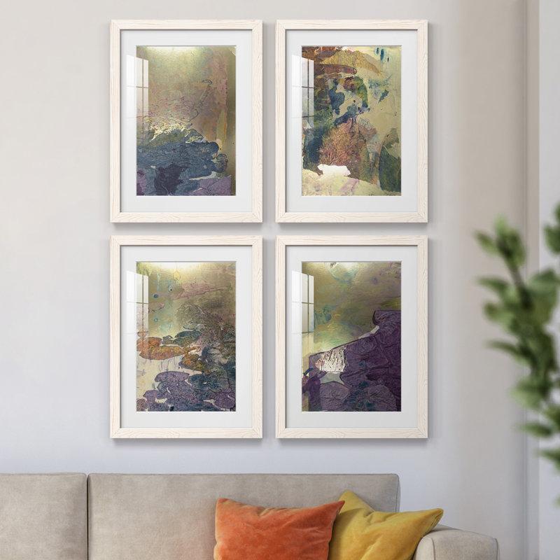 " Monet's Landscape I " 4 - Pieces, 43.5" H x 31.5" W x 1" D, White