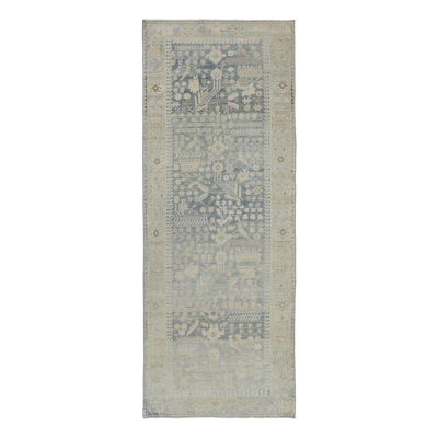Vintage 20Th Century Persian Runner In Sky Blue & Ivory Tones - Rug & Kilim