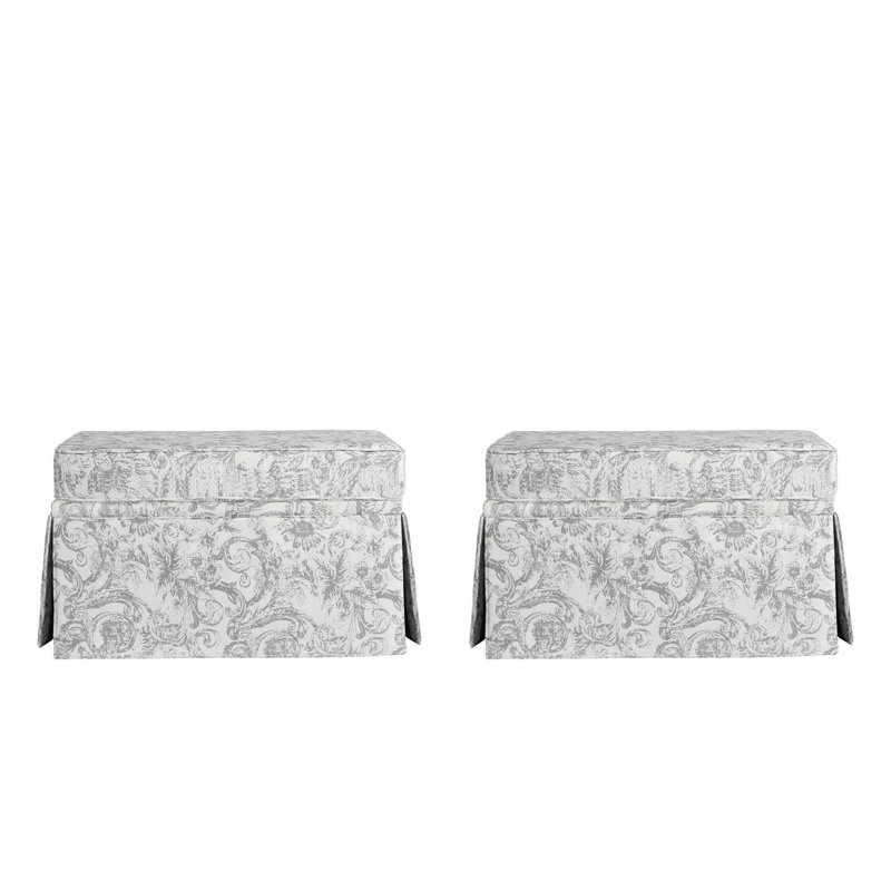 Storage Upholstery Ottoman, Rococo Light Gray Chenille