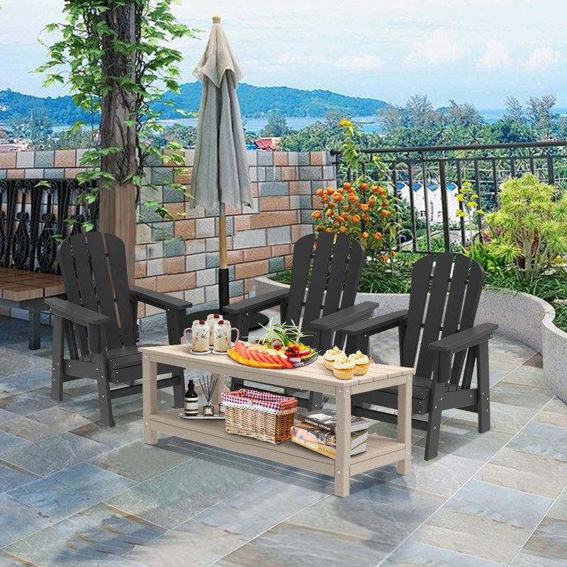 Chaise Adirondack en plastique Laputz, Noir