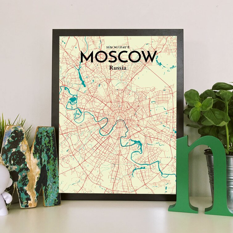 'Moscow City Map' Graphic Art Print Poster in Tricolor