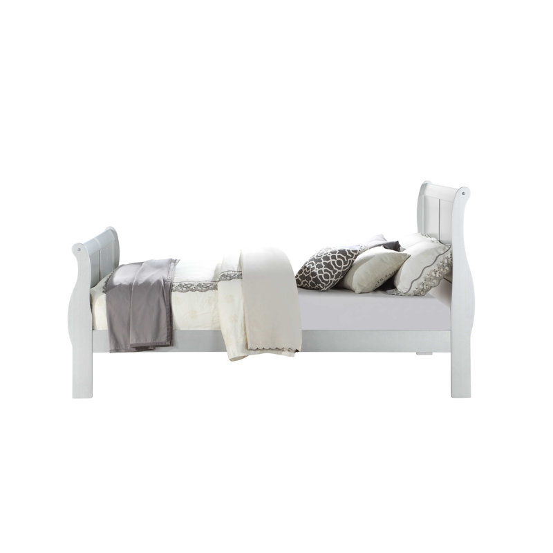 Lit-bateau standard à profil bas Riyah, Simple, Blanc