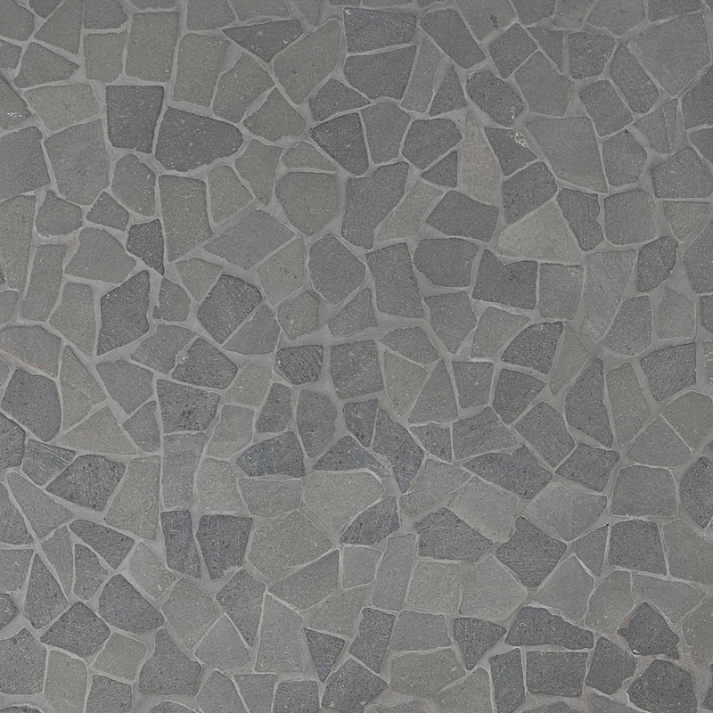 Nature 12x12 Tumbled Pebble Tumbled Mosaic Tile, Lava Black