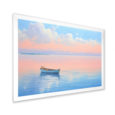 " Boat Harmonious Horizon I " Mixed Media Print