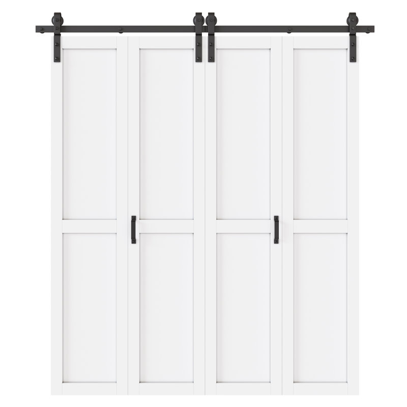 84'' Solid + Manufactured Wood double Bi-Fold Barn Doors Primed ready for use, 36" x 84"