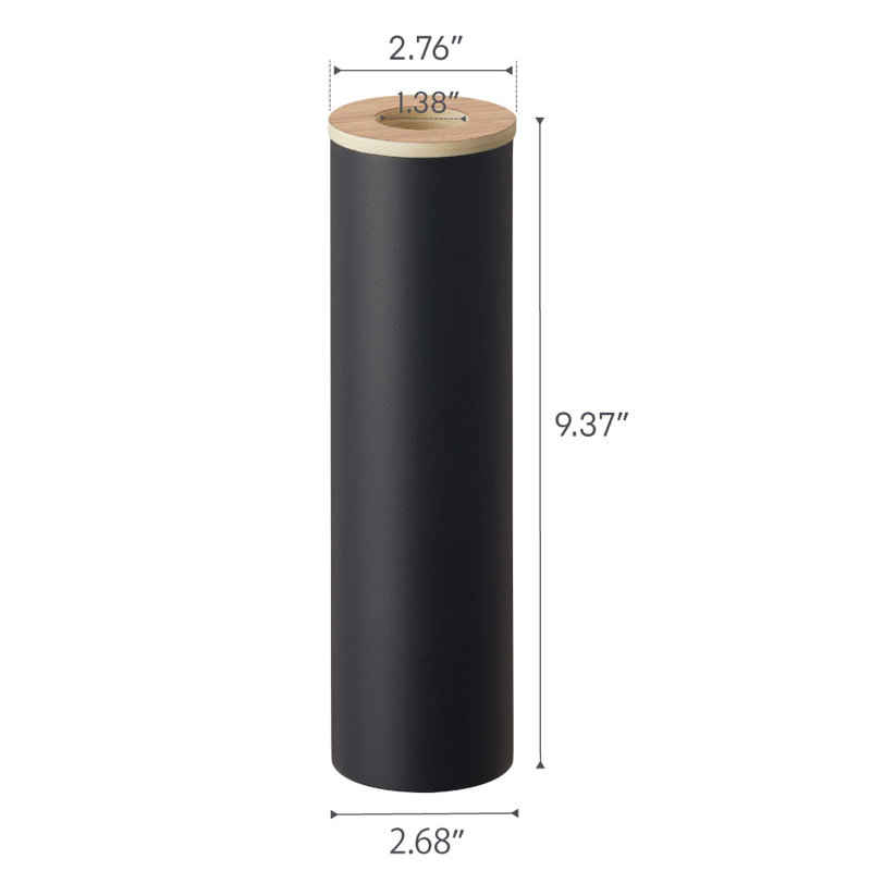 Étui à mouchoirs rond Yamazaki Home, acier et bois, petit, couvercle, Noyer