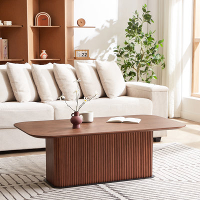 Rectangular, Coffee Table, Walnut Wood Surface, Black Metal Feet, Simple Design, Practical Modernity Brown Table With Strong Frame, Smooth Surface For Fashion - Forward Living, 56 Lb Weight