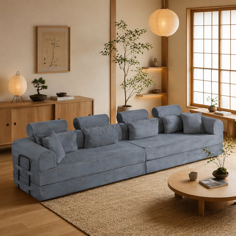 Canapé modulaire en L Boneless, Gris