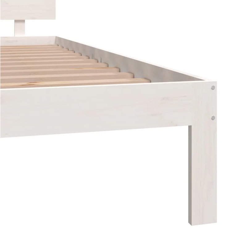 Bed Frame Solid Wood, white, European Double (140 x 200cm)