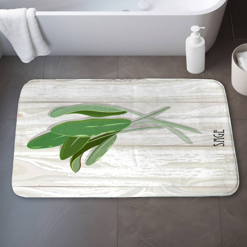Sage on wood Bath Mat with Non-Slip Backing - Quick Dry Memory Foam Bathroom Rug - Absorbent - Modern Plush Spa-Style - Machine Washable