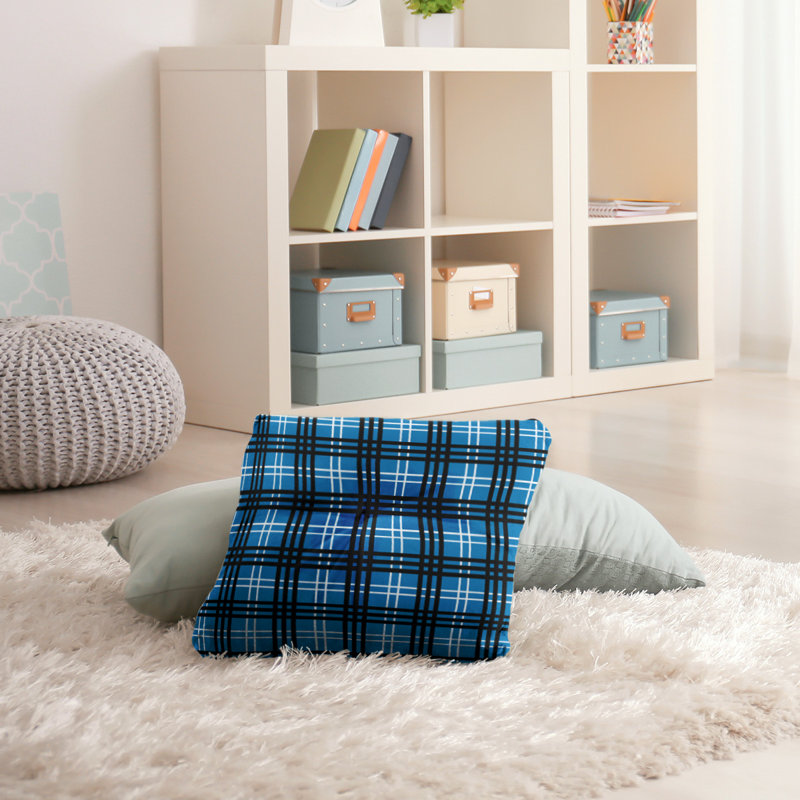 Housse de coussin carrée Detroit football Luxury, 30 po x 30 po, Bleu Honolulu / blanc / noir