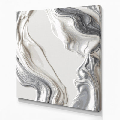 Abstract Fluid Art 90 Gray Canvas Wall Art