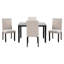 Ensemble de table de salle à manger 5 pièces en faux marbre avec 4 coussins épais