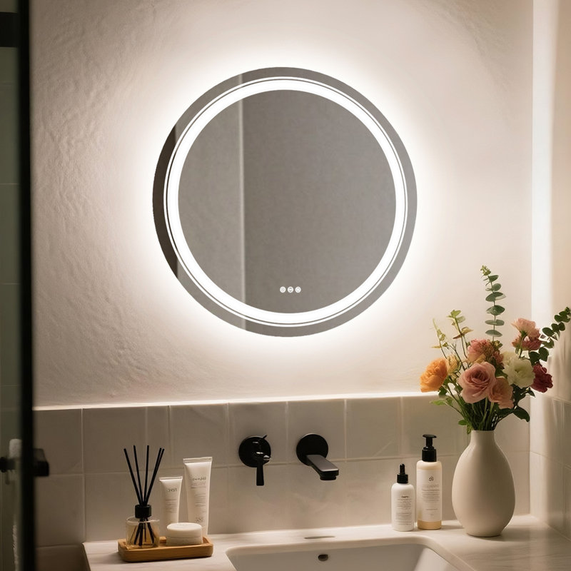 Miroir de salle de bain / meuble-lavabo moderne et contemporain sans cadre, 23,6 po x 23,6 po
