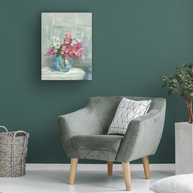 Spring Bouquet Floral Canvas Print in Blue and Pink