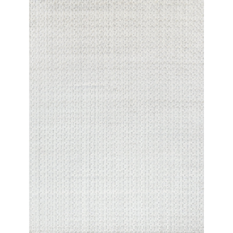 Monroe Silk Geometric Area Rug in Ivory, Rectangle 2' x 3'
